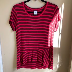 CAbi Red striped tshirt with flounce bottom